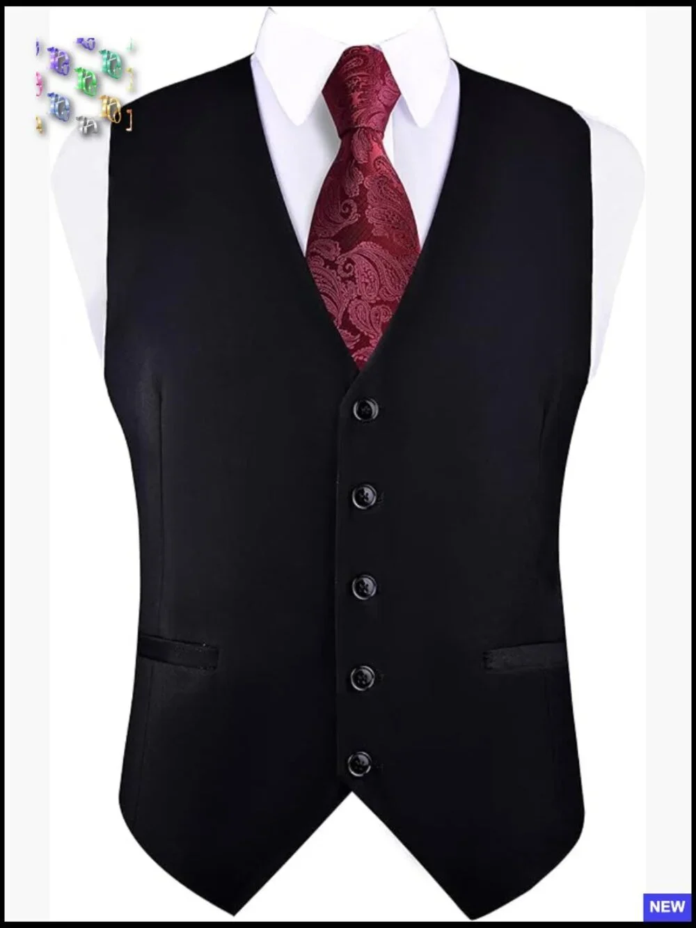 Slim Fit V-Neck Dress Vest Classic Formal Business Waistcoat Adjustable Strap